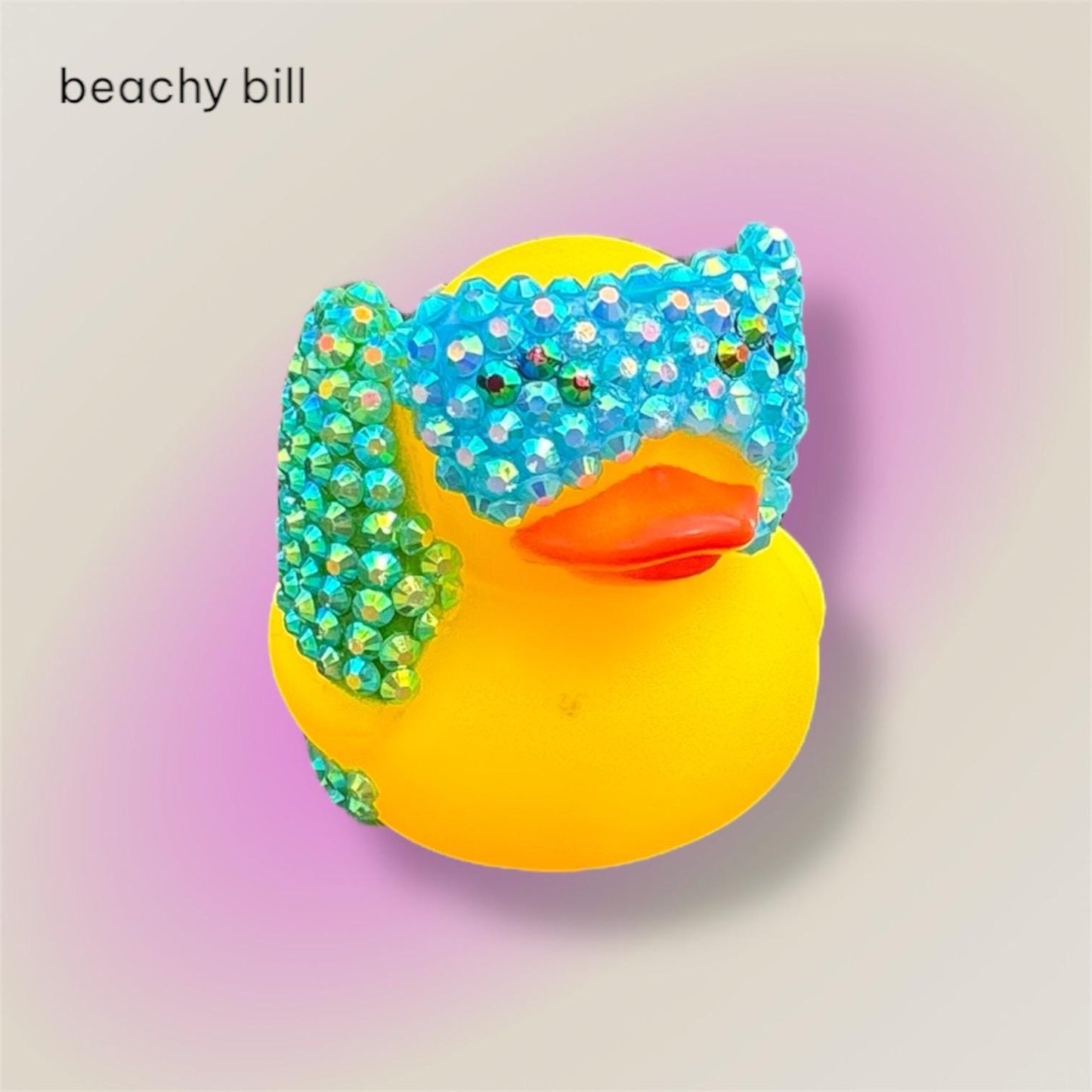 Beachy Bill Duck | Summer Surf Swim Chick | Beach Rubber Duck | Bedazzled Bling Duck