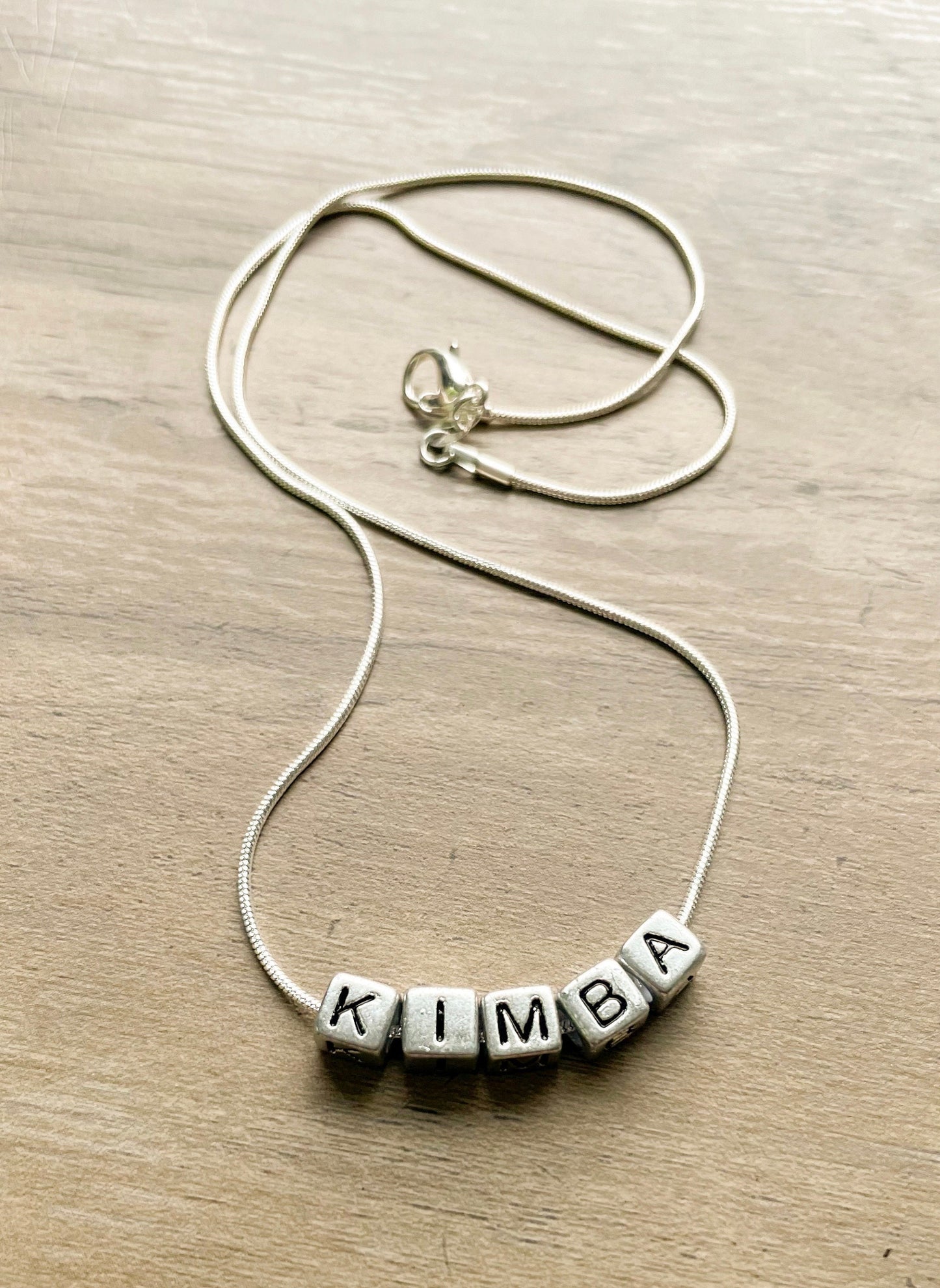 Customized Name Bead Necklace - Unique Personalized Gift - Handmade Silver Jewelry