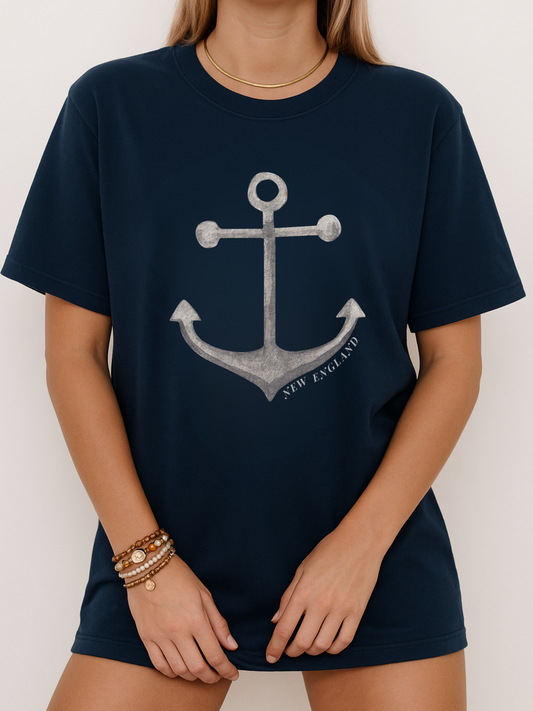 New England Anchor T-Shirt, Perfect for Summer Fun, Beach Days, Gifts for Sailors, Casual Wear, Boat Enthusiast's Apparel