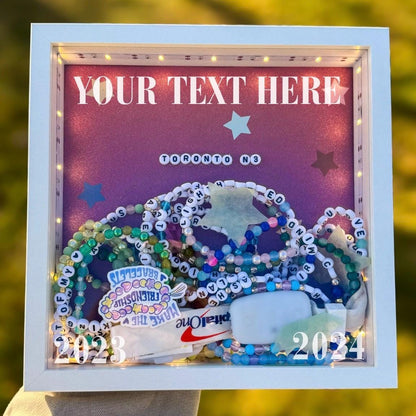 Friendship Bracelet Shadowbox Keepsake | Personalized Concert Memorabilia Gift for Fans, Collectors & Music Lovers | Custom Display Box