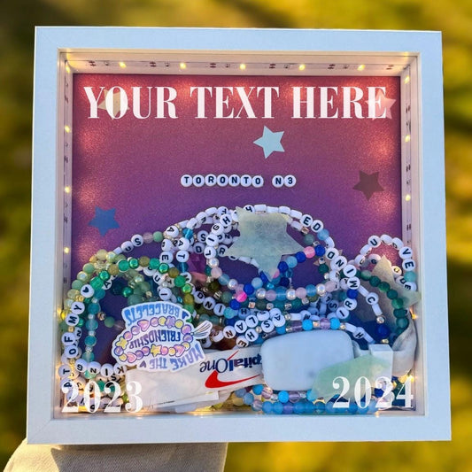 Friendship Bracelet Shadowbox Keepsake | Personalized Concert Memorabilia Gift for Fans, Collectors & Music Lovers | Custom Display Box