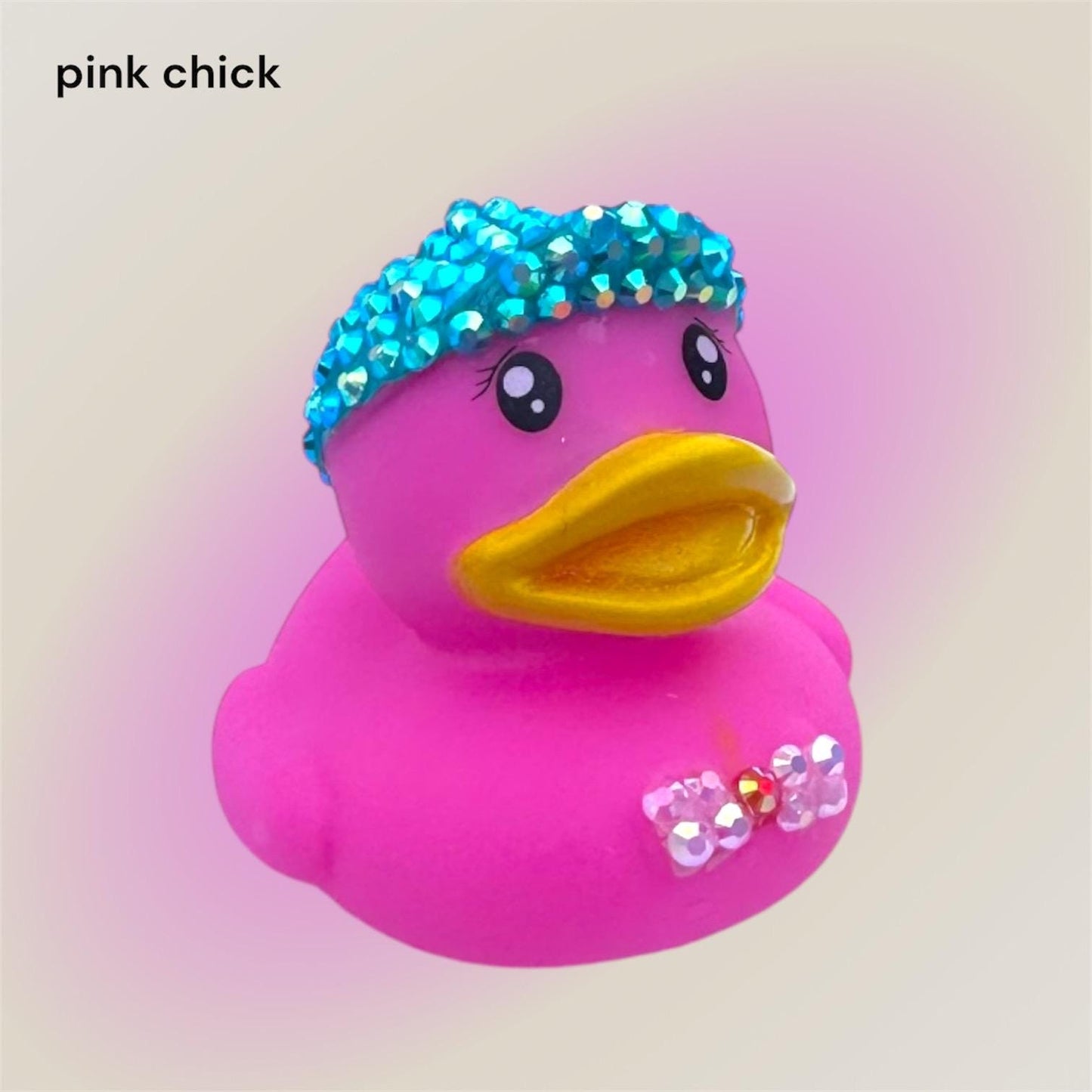 Rhinestone Duck | Cute Pink Chick Rubber Duck | Bedazzled Bling Duck