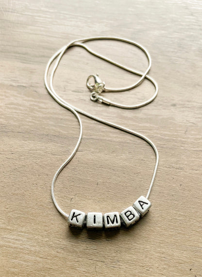 Customized Name Bead Necklace - Unique Personalized Gift - Handmade Silver Jewelry
