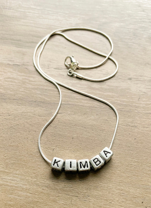 Customized Name Bead Necklace - Unique Personalized Gift - Handmade Silver Jewelry