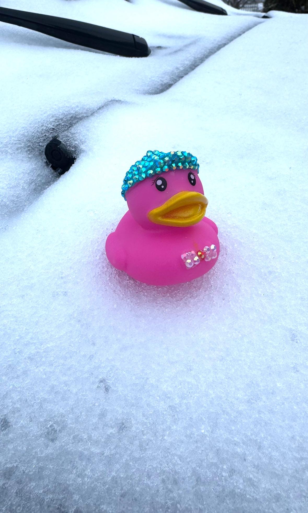 Rhinestone Duck | Cute Pink Chick Rubber Duck | Bedazzled Bling Duck