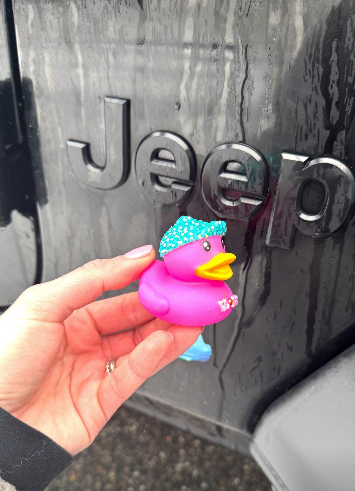 Rhinestone Duck | Cute Pink Chick Rubber Duck | Bedazzled Bling Duck